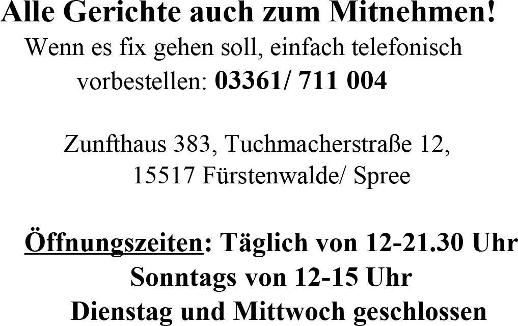 Alle Gerichte zum mitnehmen